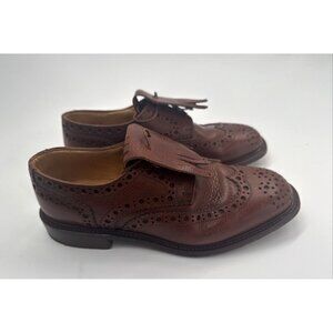 PARABOOT Dress Shoes Mens 7 Brown Wingtip Flap Cuir Cousu Goodyear France